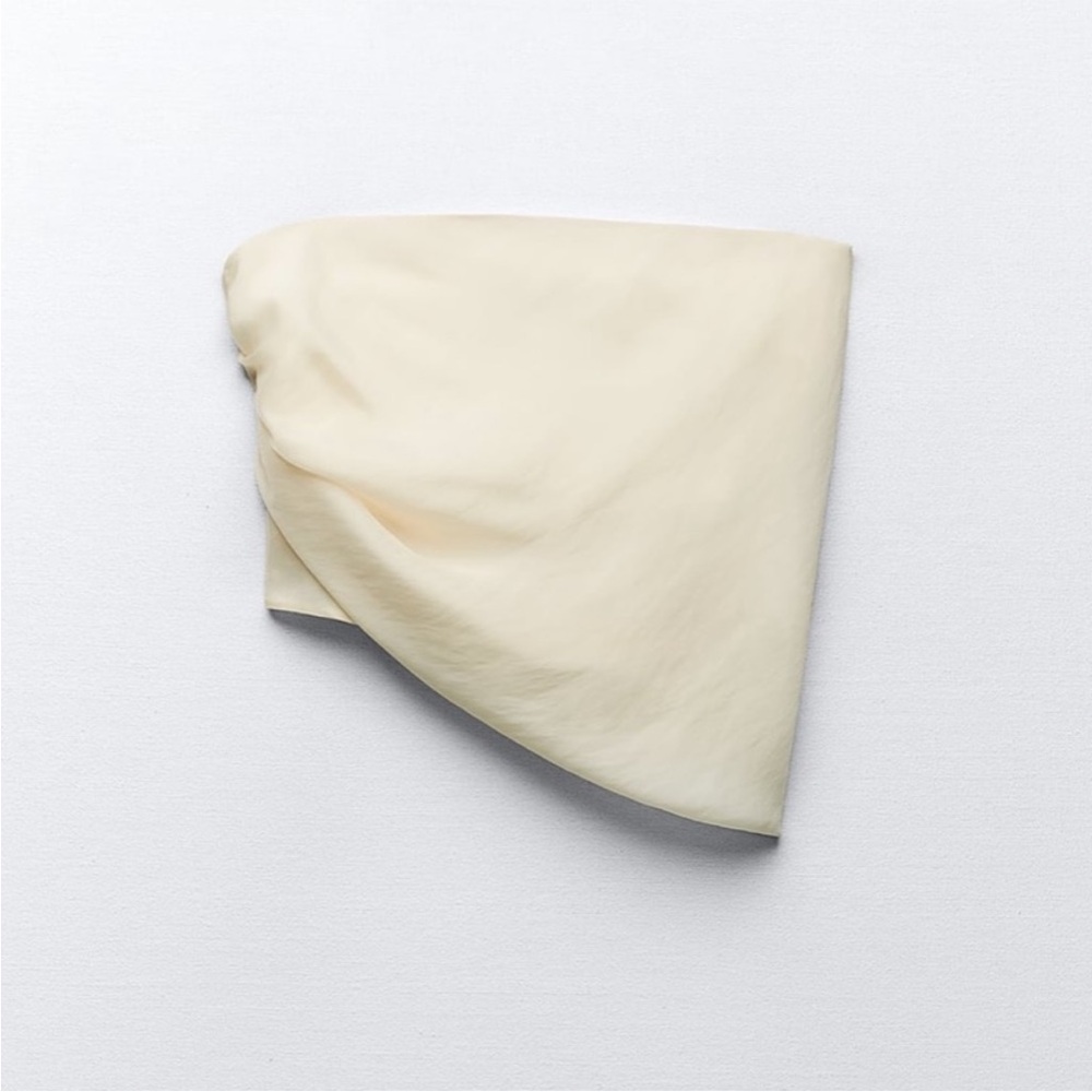 ZARA DRAPED OVERLAY TOP BEIGE - Picture 2 of 9